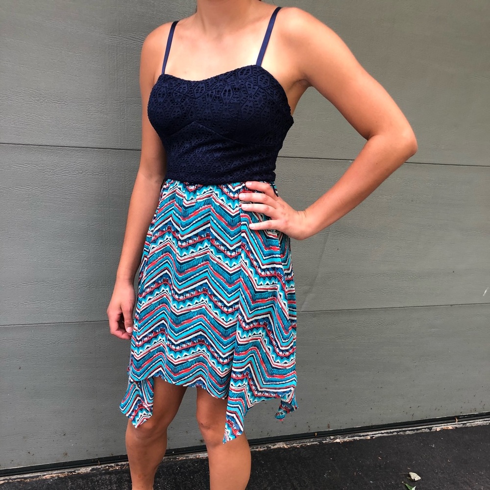 Blue striped short dress
